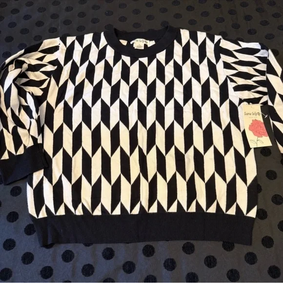 Charie Collette Black White Geometric Sweater NWT - Picture 1 of 6